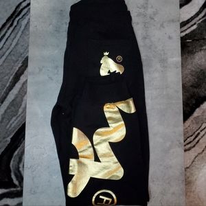 Money Brand Black and Gold Trackpants. Men's L. NWT.